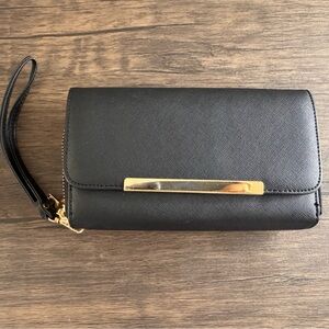 Elegant Black Leather Wallet/Wrislet